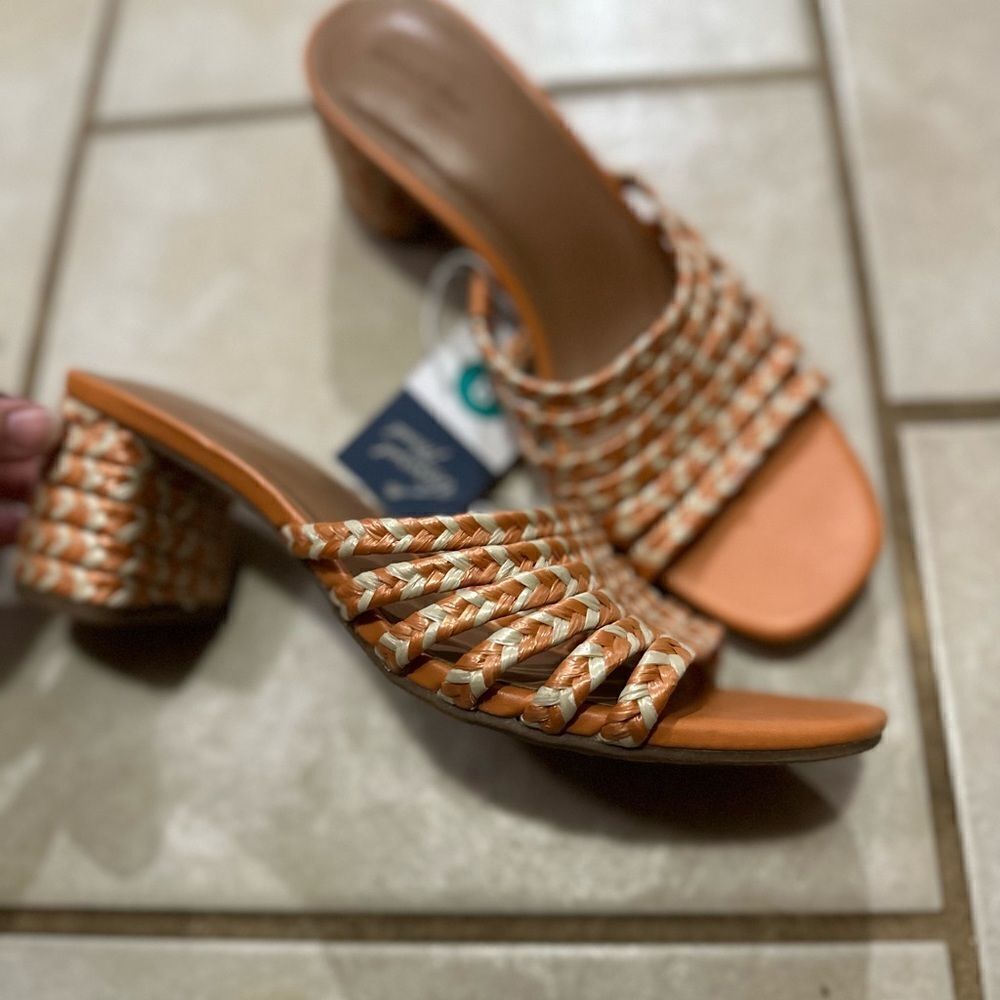 Universal Thread Orange Pink Rachel Shoe Mule Slide Heels NWT Size 8 - Picture 6 of 7